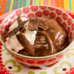 chocolate pudding in bowl with whip