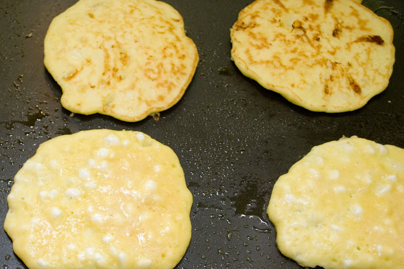 MauiJim's Cottage Cheese Pancakes on the Griddle