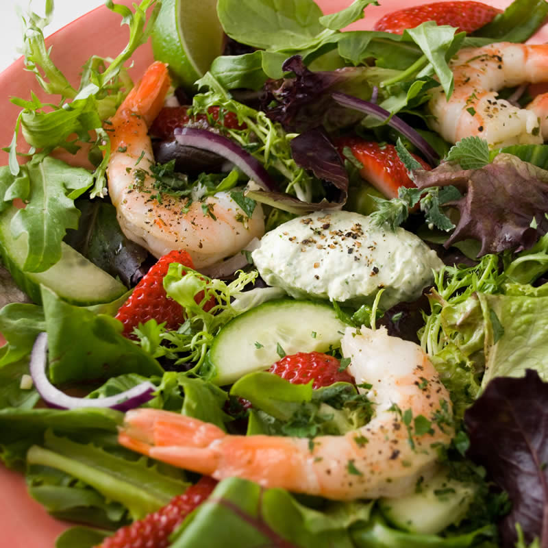 Prawn & Strawberry Salad with Fresh Herb Panna Cotta