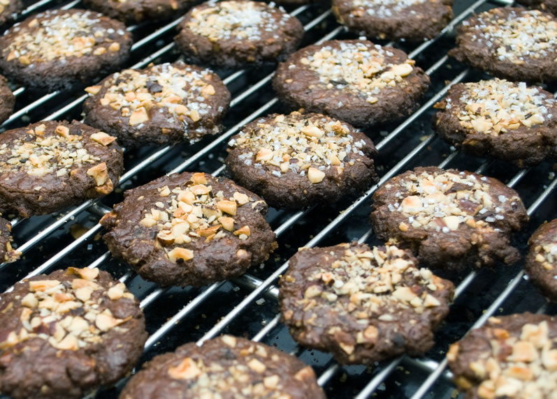 Mocha Java Hazelnut Cookies on Cooling Rack