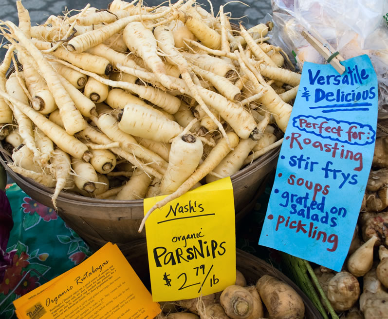Parsnips at University District Farmers Market in April