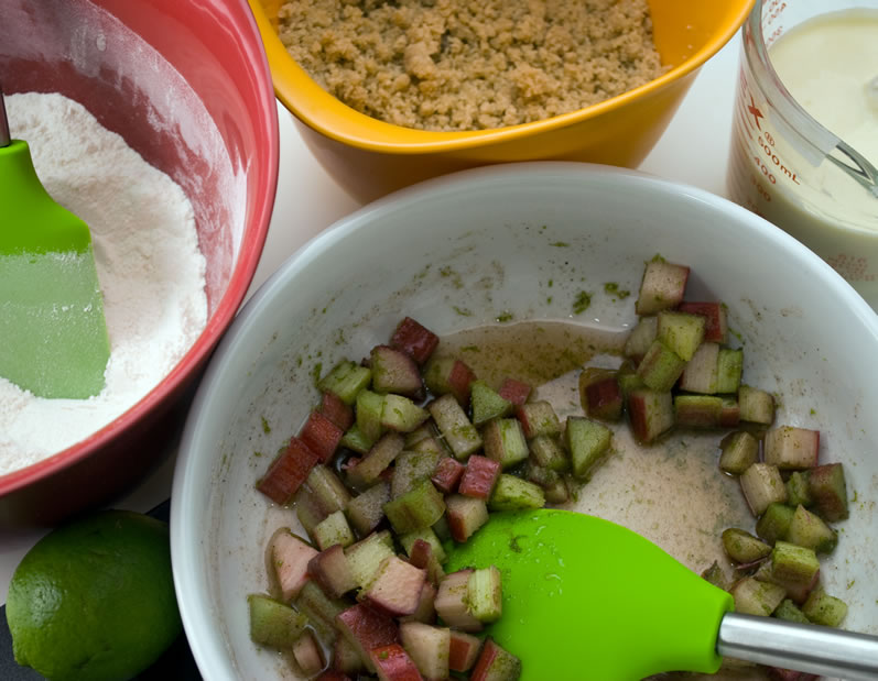 Rhubarb Cardamom Lime Muffins Mise-en-Place