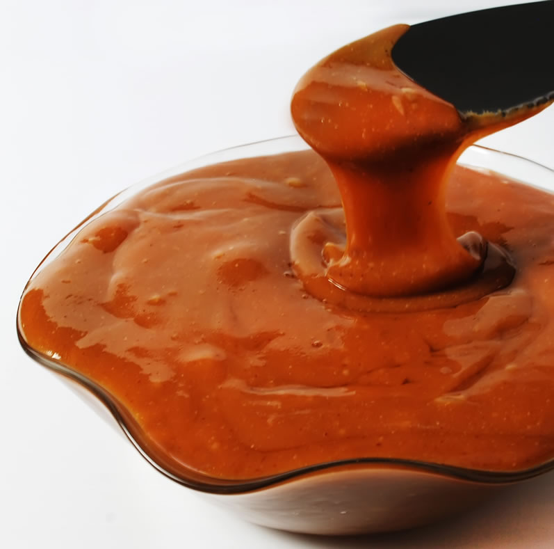 Heated peanut butter caramel sauce