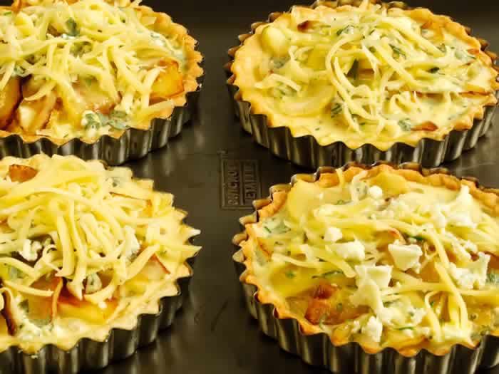 Savory Apple Tarts with Onion, Cheddar & Blue Cheese