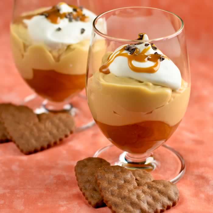 Ultimate Salted Caramel Pudding with Caramel Sauce Whipped Cream Cocoa Nibs
