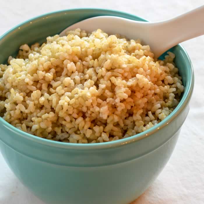 Cold Steamed Brown Rice in Bowl