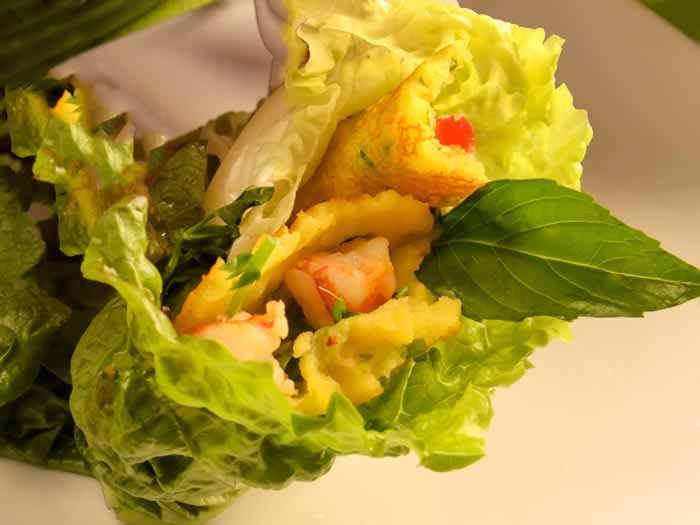 Vietnamese Crispy Crepe in Lettuce Leaf Wrap