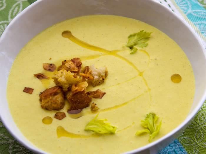Curried Celery Soup with Green Apple, Coconut & Lime 7