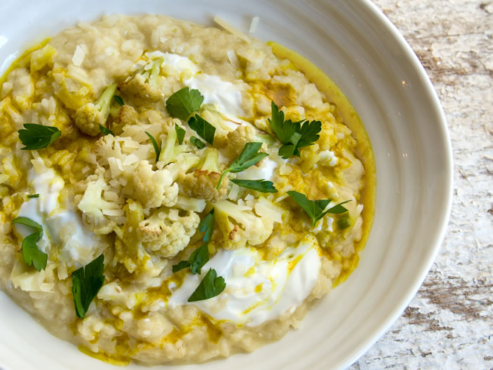 Mororoccan Style Risotto with Roasted Cauliflower and Green Garlic 1
