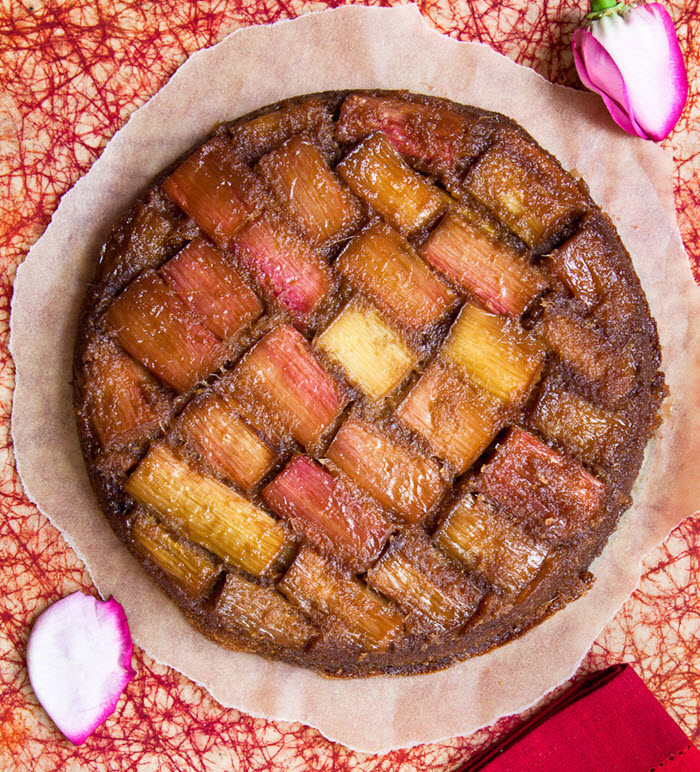 Rhubarb and Rose Upside Down Cake| LunaCafe