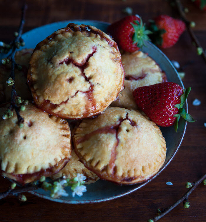 Rhubarb and Strawberry Hand Pies with Rose, Vanilla and Creme de Cassis | LunaCafe