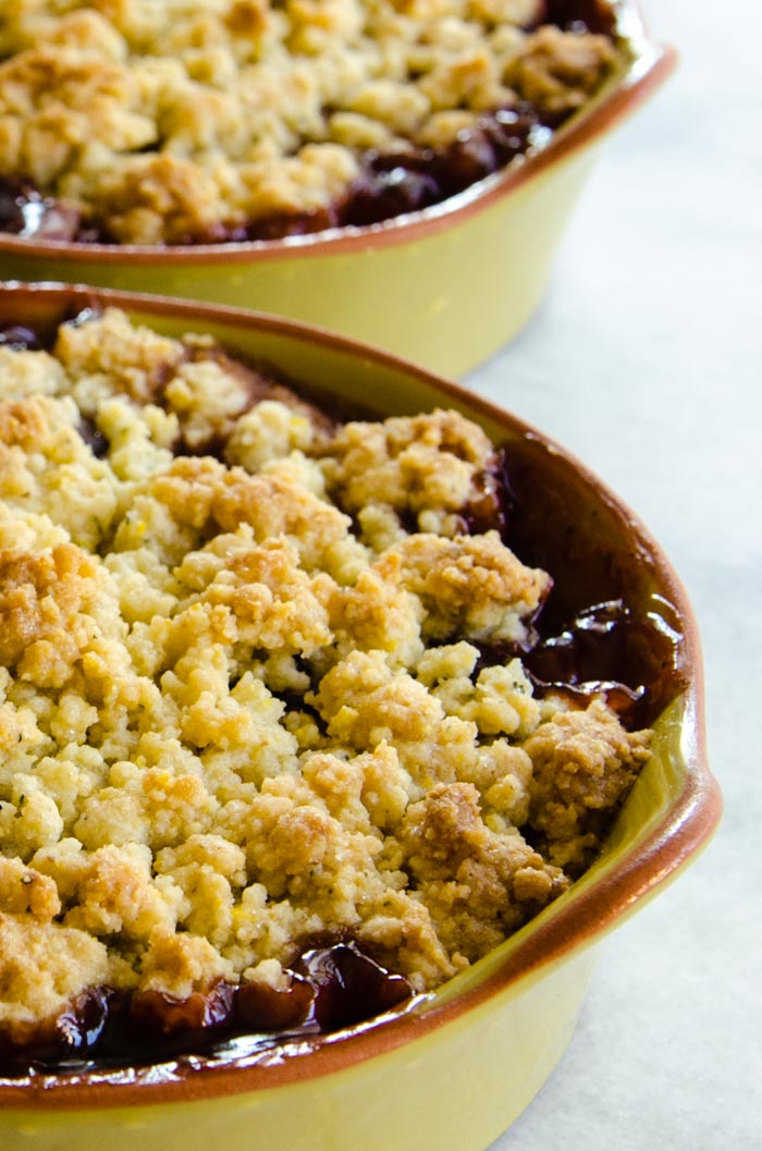 Montmorency Cherry and Lemon Verbena Crumble with Anise Cornmeal Streusel | LunaCafe